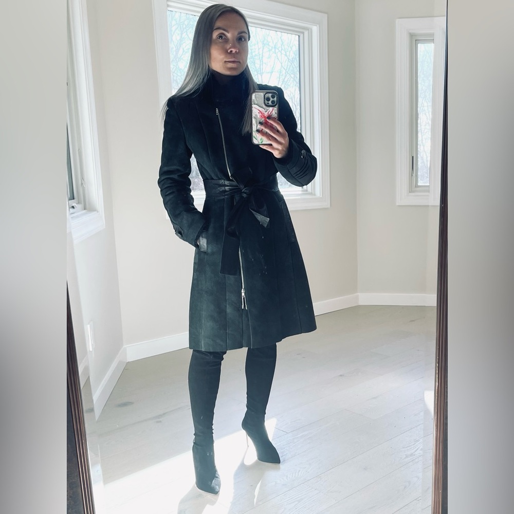 Black sheepskin coat Sz. Xs